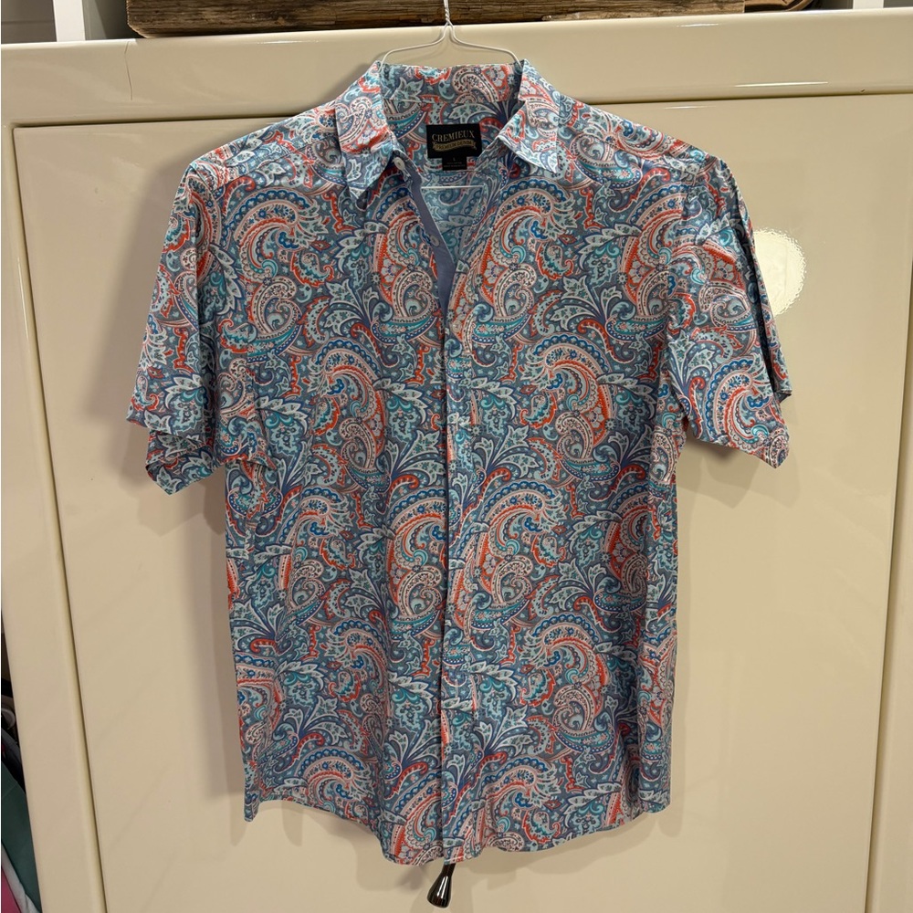 Daniel Cremieux Blue and Red Paisley Short Sleeve Shirt